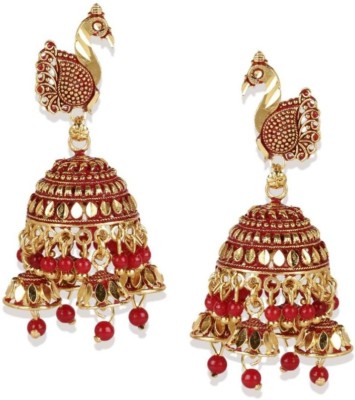 BHANA FASHION Classic Designed Gold Plated Enamelled Jhumka Earrings For Women And Girls Beads Alloy Jhumki Earring