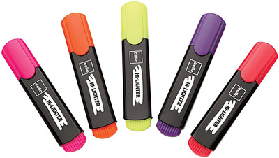 Cello Hi-lighter(Set of 5, Multicolor)
