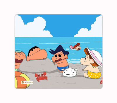 Ashvah Shin-chan Cartoon Designer Printed Premium Designer Mouse Pad for Computer/Laptop (22.5cm x 19cm) - C129 Non Slip Base Mousepad(Multicolor)