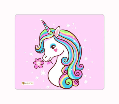 Ashvah Unicorn Cartoon Designer Printed Premium Designer Mouse Pad for Computer/Laptop (22.5cm x 19cm) - C140 Mousepad(Multicolor)
