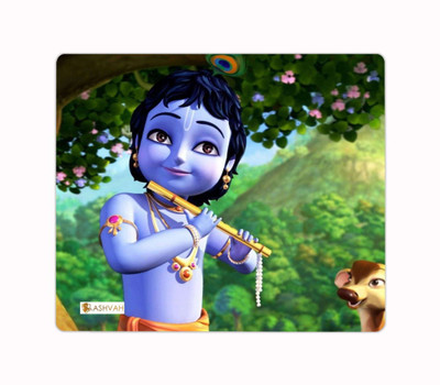 Ashvah Little Krishna Cartoon Printed Premium Designer Mouse Pad for Computer/Laptop (22.5cm x 19cm) - C13 Non Slip Base Mousepad(Multicolor)