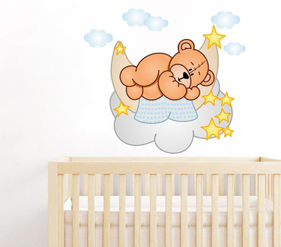 Littlebuds 70 cm Sleeping Teddy Wallsticker Removable Sticker(Pack of 1)