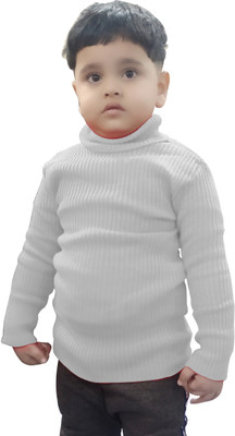 TohuBohu Striped High Neck Casual Boys White Sweater