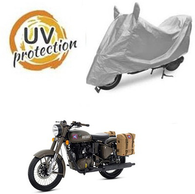 saanvi Waterproof Two Wheeler Cover for Royal Enfield(Classic 500, Silver)