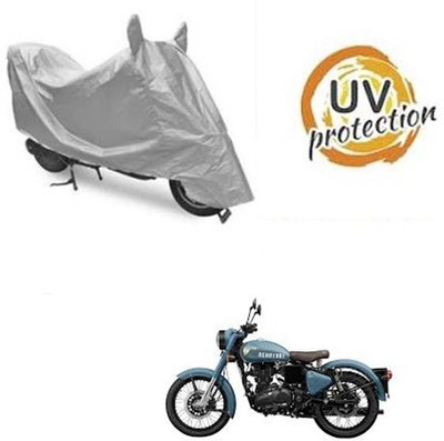 APNEK Waterproof Two Wheeler Cover for Royal Enfield(Classic 350, Silver)