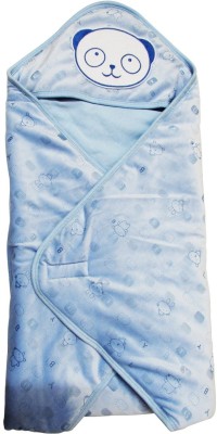 Babiano Printed Crib, Single Hooded Baby Blanket for  Mild Winter(Cotton, Blue)