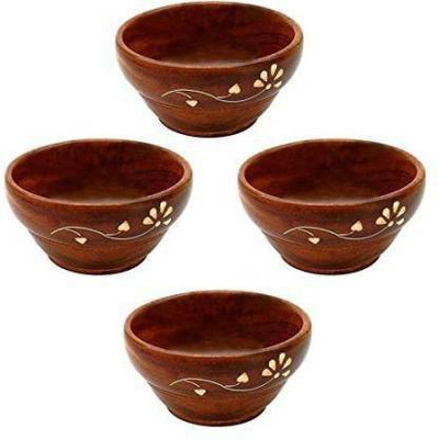 Giftoshopee Wooden Salad Bowl(Pack of 4, Brown)