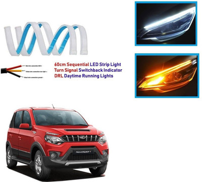 Auto Smart Look ASL2614 Car Led Strip for Headlight White Daytime Running Light, Turn Signal Yellow/Amber Indicator Light Lamp DRL 12v (Left&Right) Car Fancy Lights(White, Yellow)