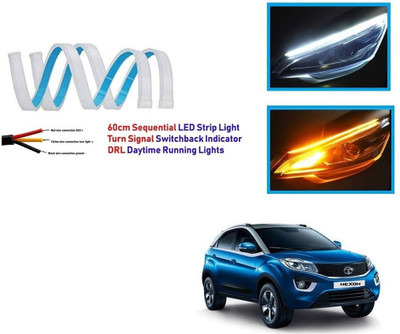 Auto Smart Look ASL2613 Car Led Strip for Headlight White Daytime Running Light, Turn Signal Yellow/Amber Indicator Light Lamp DRL 12v (Left&Right) Car Fancy Lights(White, Yellow)