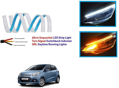 Auto Smart Look ASL2603	Car Led Strip for Headlight White Daytime Running Light, Turn Signal Yellow/Amber Indicator Light Lamp DRL 12v (Left&Right) For Hyundai i10 Grand Car Fancy Lights(White, Yellow)