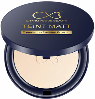 CVB C02-02 2 in 1 Teint Matt Foundation Pressed Compact Powder for Buildable Full Coverage & Matte Finish Compact(Soft Ivory 02, 10 g)
