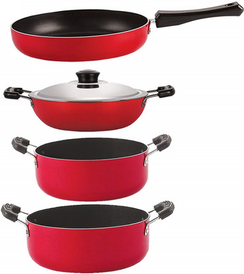 NIRLON FP13_DKD(M)_CS22_CS24 Non-Stick Coated Cookware Set(PTFE (Non-stick), Aluminium, 4 - Piece)