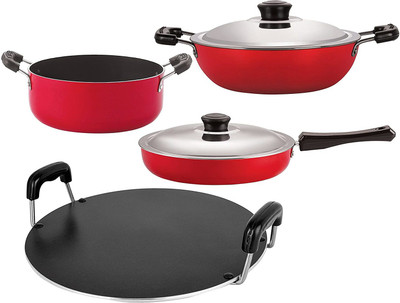 NIRLON FP13_DKD(M)_RT_CS20________ Non-Stick Coated Cookware Set(PTFE (Non-stick), Aluminium, 4 - Piece)