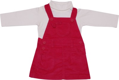 ChildKraft Baby Girls Casual Dungaree T-shirt(FUSHIA)