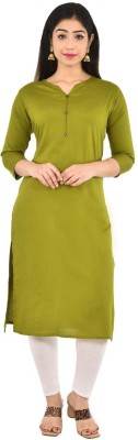 FABISHO Women Solid A-line Kurta(Dark Green)