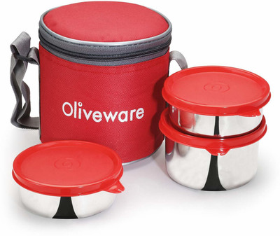 Oliveware Idle for Office Use | Insulated 3 Containers Lunch Box(1000 ml, Thermoware)