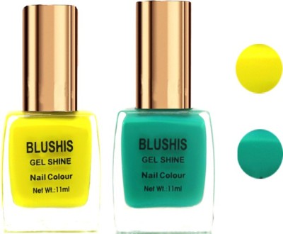 BLUSHIS Gel Shine Nail Colour pack of 2 (Lemon,Jade) Lemon,Jade(Pack of 2)