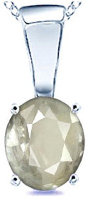 KUNDLI GEMS white sapphire stone Pendant 5.25 ratti stone Semi Precious effective and Astrological purpose for unisex Silver Sapphire Stone Pendant