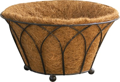 Garden Deco 14 INCH-Coir Floor Basket-Designer Floor Basket with Coir Liner (1) Plant Container Set(Metal)