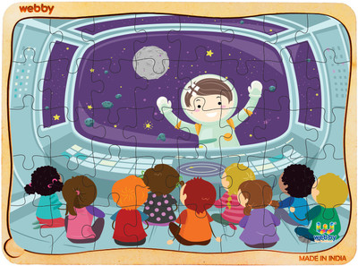 Webby Kids in Spaceship Wooden Jigsaw Puzzle, 40pcs(40 Pieces)