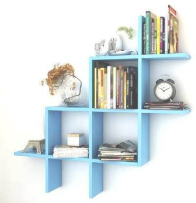 OnlineCraft ch2812 wooden wall shelf round wala Wooden Wall Shelf(Number of Shelves - 3, Blue)
