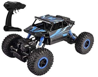 Velocious RC Rock Crawler Monster Truck for Kids with Metal Body 1:18 Scale RC Car Play Toys Remote Control Bouncer Trail Trucks Off Road Drift car (Blue)(Black, Blue)