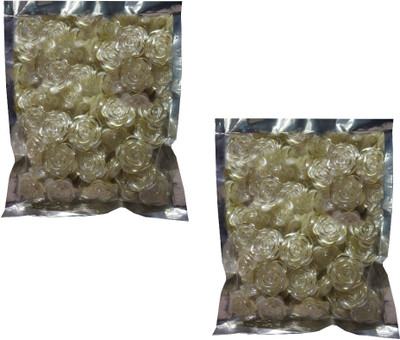 Utkarsh Pack of 200 Gram(90 Pcs Approx) Golden Shell ABS Flower Pearl Moti Bead Stone Embroidery Craft Material for Artificial Jewellery Beading Scrap Booking Craftworks and Decorations