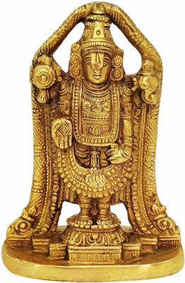 JDDCART Lord Balaji | Lord Venkateswara | Incarnation of Lord Vishnu Sculpture for Blessing,Health &Wealth | Virgin Brass Antique Finish Decorative Showpiece  -  12 cm(Brass, Gold)
