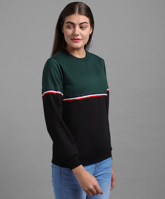 vivient Full Sleeve Color Block Women Reversible Sweatshirt