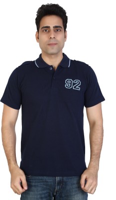 AWACK Self Design Men Polo Neck Blue T-Shirt
