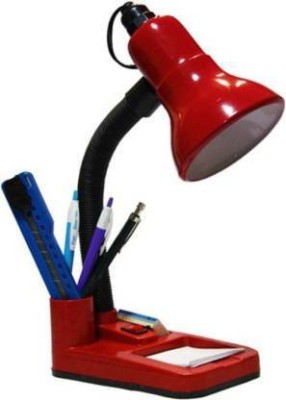 EMMKITZ Flexible Electric Table Lamp with Attached Pen Stand for Office and Study Study Lamp(30 cm, Red)