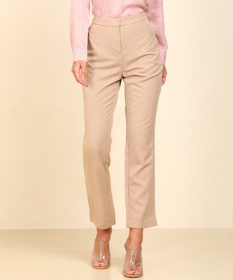 AND Regular Fit Women Beige Trousers