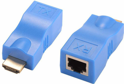 microware 4K 3D HDMI 1.4 30M Extender to RJ45 Over Cat 5e/6 Network LAN Ethernet Adapter - Blue 4K 3D HDMI 1.4 30M Extender to RJ45 Over Cat 5e/6 Network LAN Ethernet Adapter - Blue HDMI Connector(Blue)