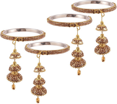 Thar Brass Silver Bangle Set(Pack of 4)