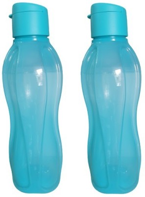 TUPPERWARE Aquasafe round fliptop 1Ltr blue bottle set of 2 1000 ml Bottle(Pack of 2, Blue, Plastic)