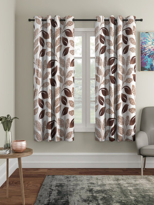 Flipkart SmartBuy 150 cm (5 ft) Polyester Semi Transparent Window Curtain (Pack Of 2)(Printed, Brown)