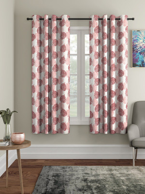 Flipkart SmartBuy 150 cm (5 ft) Window Polyester Semi Transparent Curtain (Pack Of 2)(Maroon, Floral)