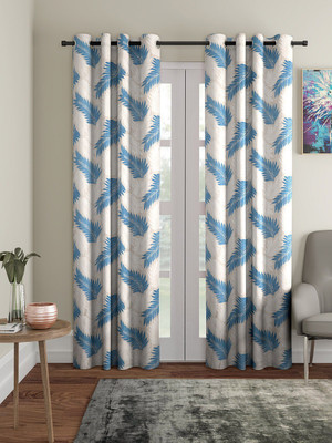 Flipkart SmartBuy 210 cm (7 ft) Door Polyester Semi Transparent Curtain (Pack Of 2)(Blue, Printed)