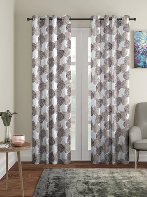 Flipkart SmartBuy 210 cm (7 ft) Door Polyester Semi Transparent Curtain (Pack Of 2)(Brown, Floral)