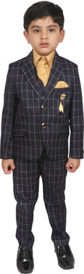 SG YUVRAJ Boys Festive & Party Blazer and Pant Set(Blue Pack of 1)
