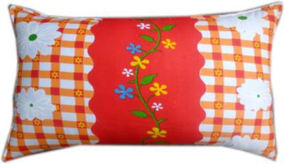 NIVEDHA MATTRESS Cotton Floral Sleeping Pillow Pack of 1(Orange)
