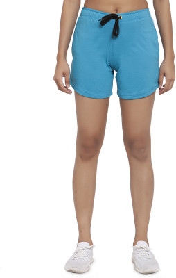 UZARUS Solid Women Blue Gym Shorts
