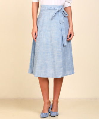 AND Self Design Women Regular Blue Skirt