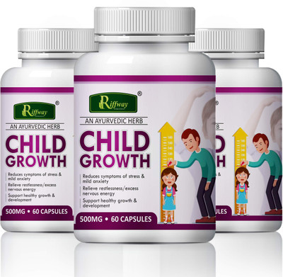 Riffway Child Growth Medicine For Development of Children Bones & Health(Pack of 3, 180 Capsules)
