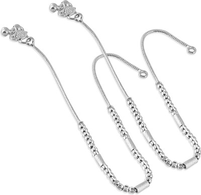 Heer Collection Jewellery for All Occassions Traditional White Metal Anklets Payal Pair for Women/Girls Alloy Anklet(Pack of 2)
