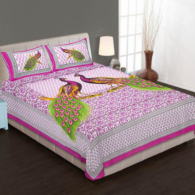 Navu 151 TC Cotton King 3D Printed Flat Bedsheet(Pack of 1, Multicolor)