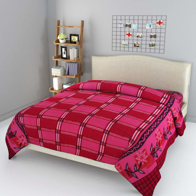 MORADO 200 TC Microfiber Double Geometric Flat Bedsheet(Pack of 1, Red)