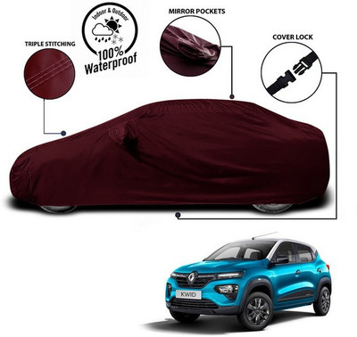 ANTHUB Car Cover For Renault Kwid (With Mirror Pockets)(Red)