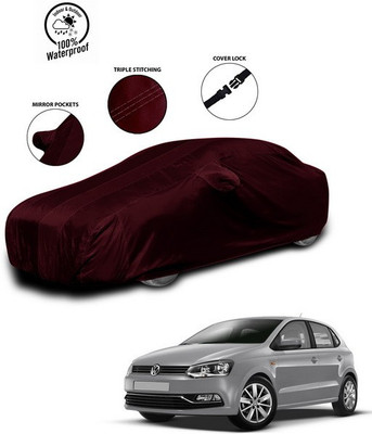 ANTHUB Car Cover For Volkswagen Polo Equisite (With Mirror Pockets)(Red)