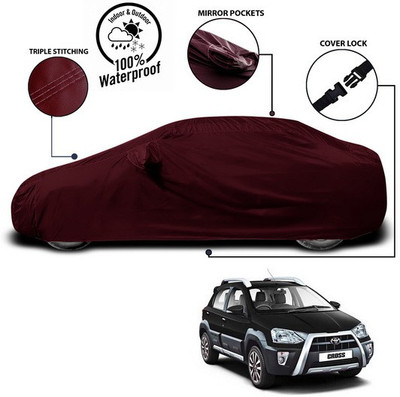 SEBONGO Car Cover For Toyota Etios Cross (With Mirror Pockets)(Red)